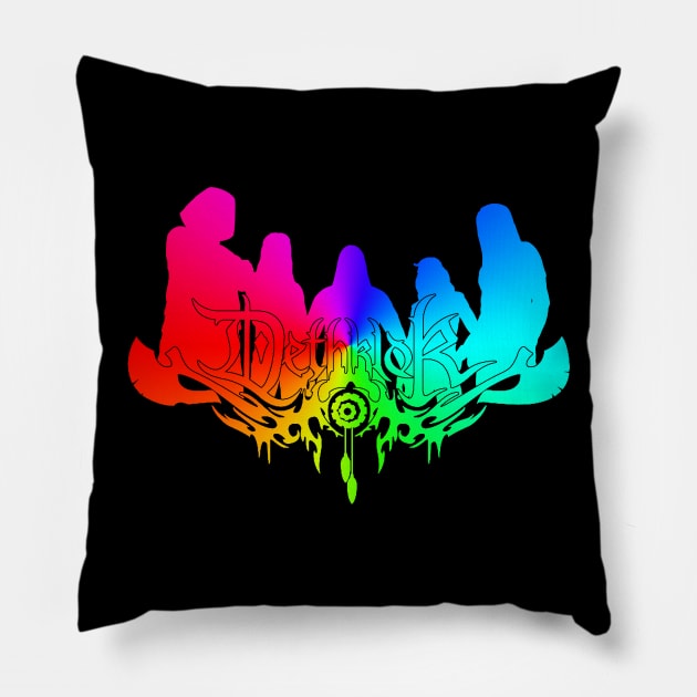 Rainbow Dethklok Logo Pillow by gkillerb