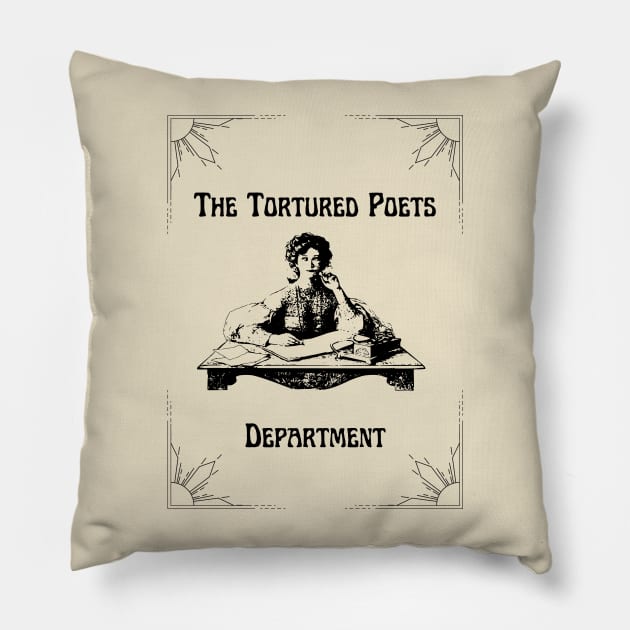 Vintage inspired the tortured poets department design Pillow by kuallidesigns