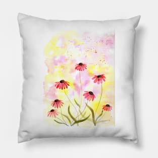 Coneflower Watercolor Illustration 2 Pillow