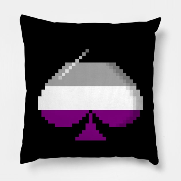 Asexual Pride Pixel Ace of Spades Pillow by wheedesign