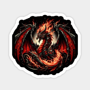 Flaming dragon heavy metal ghotic Magnet