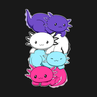 Multisexual Flag Axolotl Pile Kawaii Multisexual Pride LGBTQ Gift T-Shirt