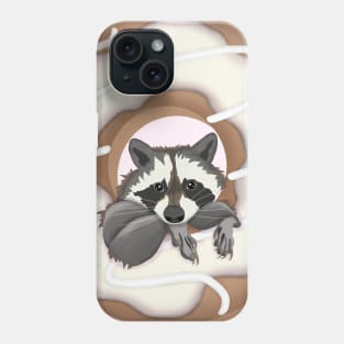 Sweet Love Cute raccoon and Yummy donut White Phone Case