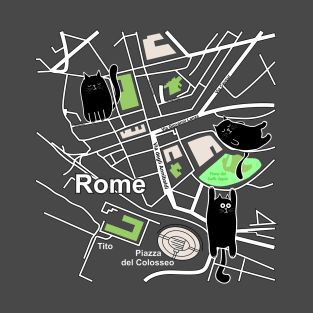 Map of Rome with Cats T-Shirt