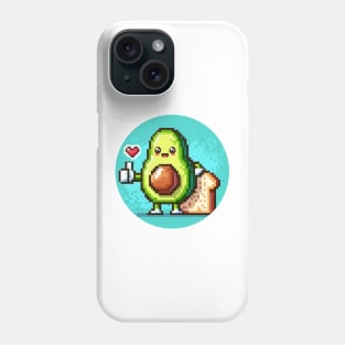 Retro Gamer Breakfast: Pixel Art Avocado on Toast Phone Case