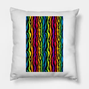 splatter rainbow zebra stripes Pillow