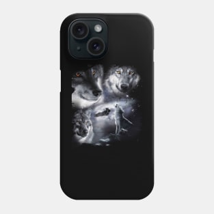 Space Wolves 3 Three Snow Wolf Howling At Moon Phone Case