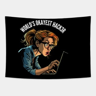 World's Okayest Hacker v3 (round) Tapestry