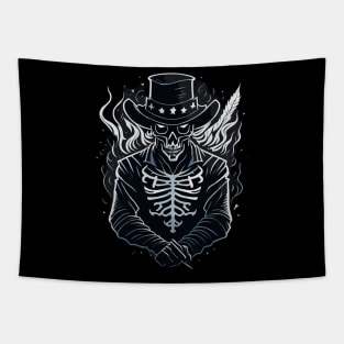 Skull cowboy with hat cowboy skeleton Tapestry