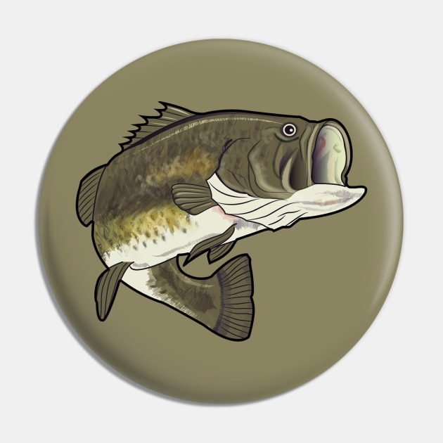 Largemouth Bass Drawing - Bass - Pin