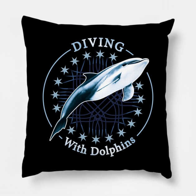 Diving with Dolphins Pillow by TMBTM