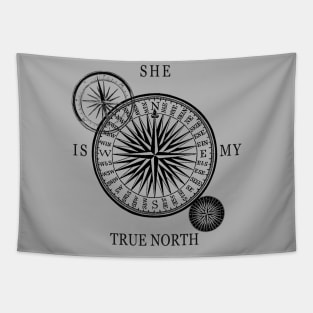 Vintage Compass Illustration - She is my true north Tapestry