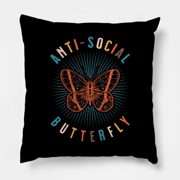Anti Social Butterfly Shy Pillow by grendelfly73