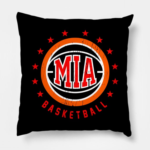 MIA Basketball Vintage Distressed Pillow by funandgames