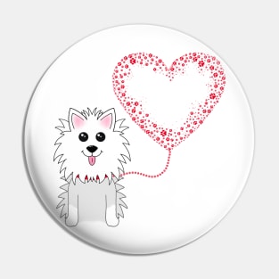 Dog with Paw-Print Heart Balloon Pin