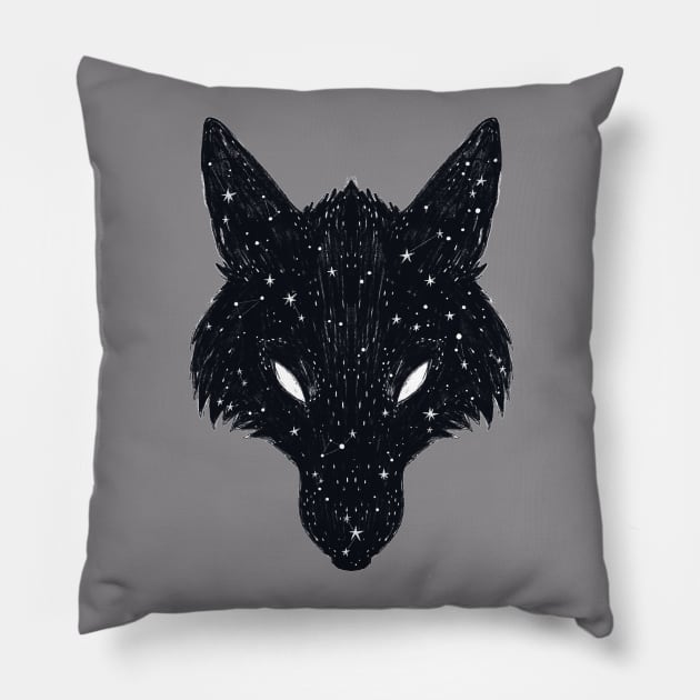 Wolf Constellation Pillow by InkedinRed