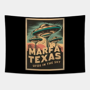 Vintage Marfa Texas UFOs In The Sky Tapestry