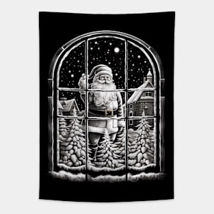 Santa Claus Night Scene Window Pictures for Chalk Marker Tapestry