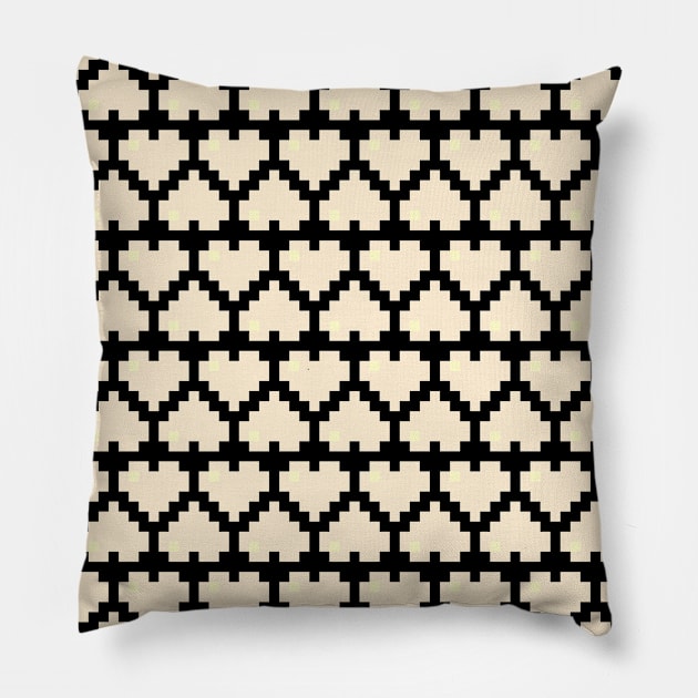 Seamless Pattern of White Pixel Hearts Pillow by gkillerb