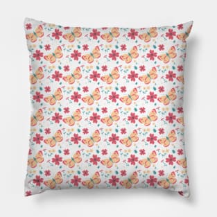 Monarch Butterflies - Red Butterfly and Red Flowers - Butterfly Pattern Pillow