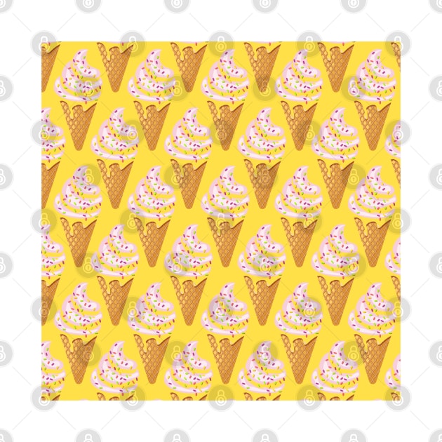 Ice cream pattern frozen yogurt in waffle cone by Cute-Design