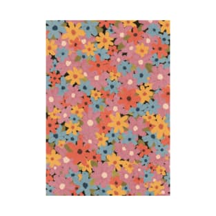 Oil Pastel Flower Print - pink, orange, yelow T-Shirt