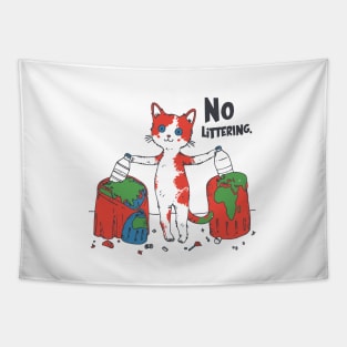 Stop Littering Cat Environment Protection Recycle Tapestry