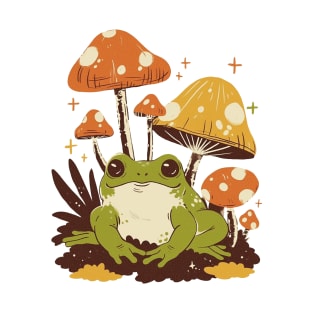 Cute Frog and Mushroom Garden T-Shirt