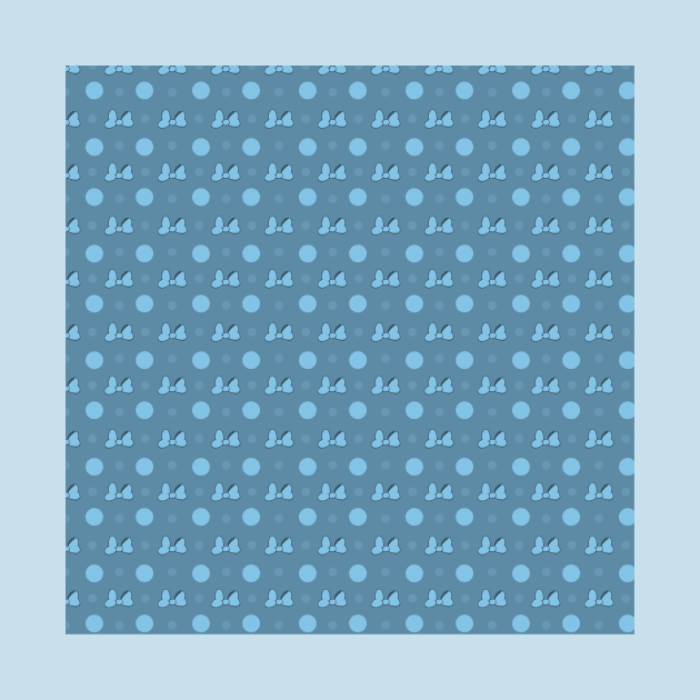 Blue Mini Bow & Polka Dot Pattern by The Attoram Studio