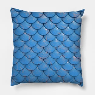 Mermaid Scales Worn Blue Pillow