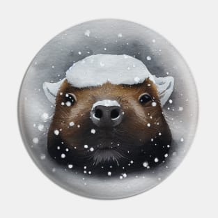 Capybara in Snow Pin