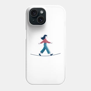 a girl walks on a tightrope Phone Case