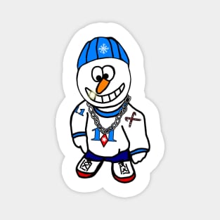 Hip Hop Rapper Snowman Magnet