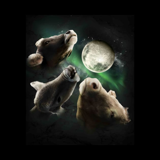 3 Cow Moon, Wolf Cows, Wolves Howling by Random Galaxy