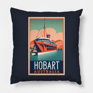 A Vintage Travel Art of Hobart - Australia Pillow