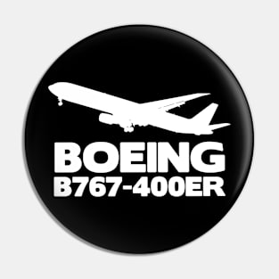 Boeing B767-400ER Silhouette Print (White) Pin