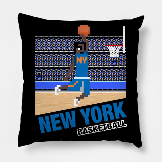 New York Basketball 8 bit pixel art cartridge design Pillow by MulletHappens