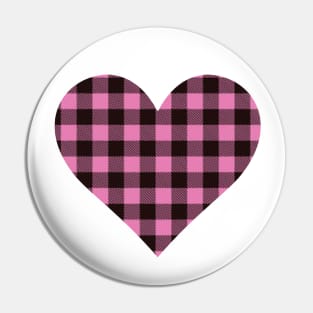 pink buffalo plaid heart Pin