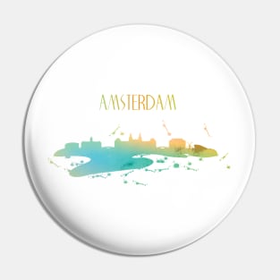 Amsterdam Watercolor Skyline Pin