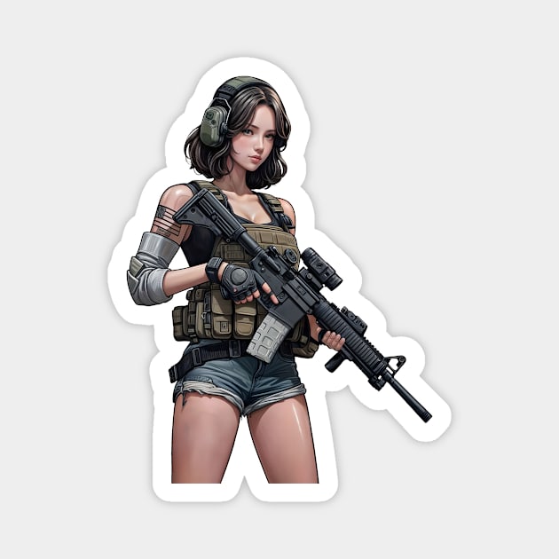 Tactical Girl Magnet by Rawlifegraphic