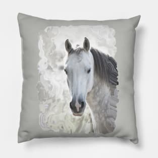 White dream horse - portrait Pillow