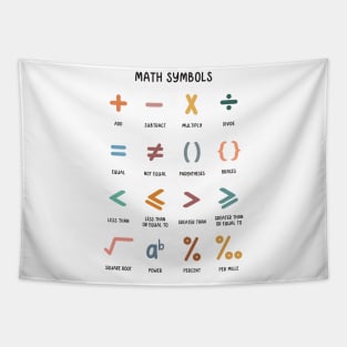 Math Symbols Educational Art in Muted Boho Rainbow Colors for Kids Tapestry