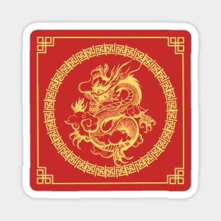 Chinese Dragon in Golden Circle Magnet