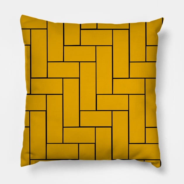 Yellow and Black Geometric Tiles Pillow by OneThreeSix