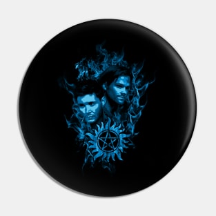 Sam and Dean in Flames Pin