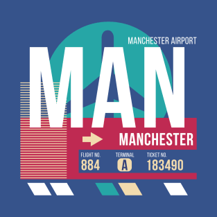 Manchester, England (MAN) Airport Code Baggage Tag E T-Shirt