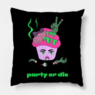 Cute and creepy Halloween zombie cup cake - party or die Pillow