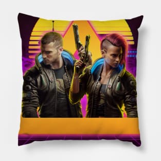 Cyberpunk V Protagonist City Neon Pillow