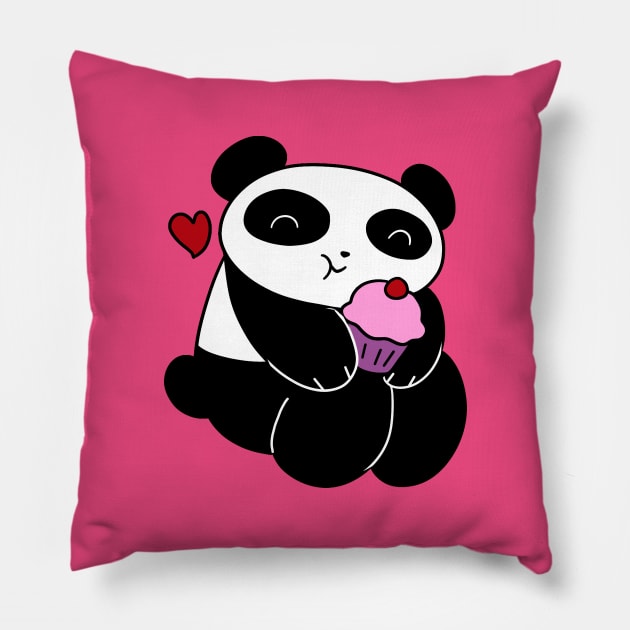 Panda Loves Cupcakes Pillow by saradaboru