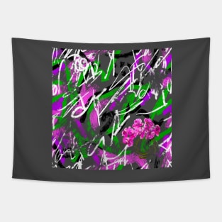 Green Purple Abstract Pattern With Orchid Tapestry